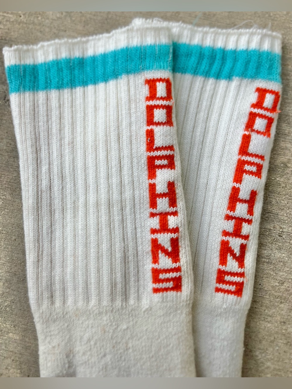 Vintage 1984 Miami Dolphins NFL Youth Football Striped Socks.
